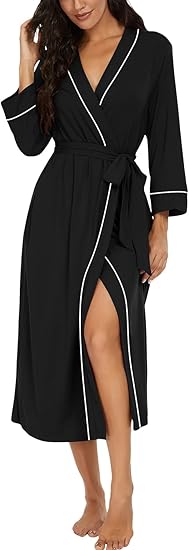 Womens Robe Long Kint Bathrobe Lightweight Soft Robes Ladies Bath Robe